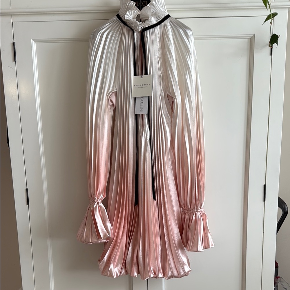 Philosophy Elegant Deep V Pink and Cream Dress